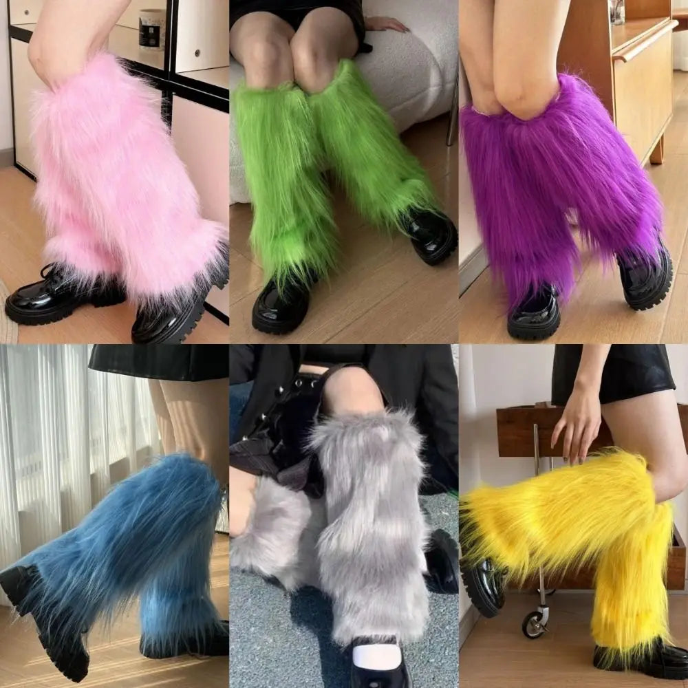 Faux Fur Furry Leg Warmers 40cm Kawaii Y2K Knee Sleeve Furry Leg Warmers SWANS