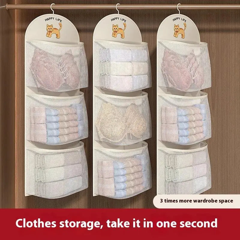 Hanging Mesh Storage Bag 2/3-Layer Wardrobe Organizer Wardrobe Storage Organizer SWANS