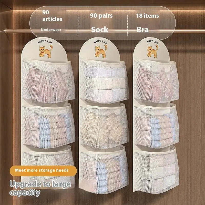 Hanging Mesh Storage Bag 2/3-Layer Wardrobe Organizer Wardrobe Storage Organizer SWANS