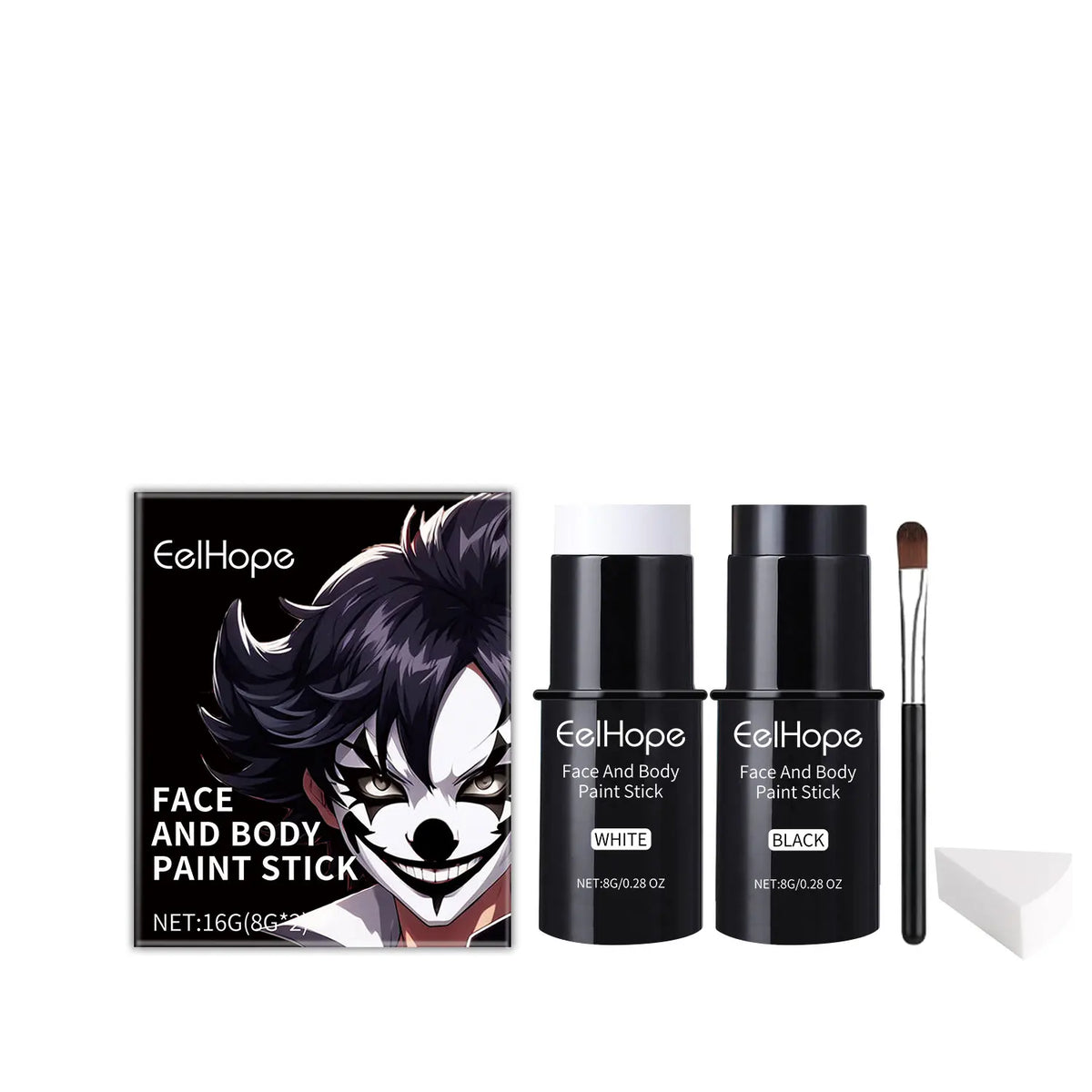 Halloween Face & Body Paint Stick Set – Black & White Cosplay Kit Halloween Face Paint Kit SWANS 1pcs