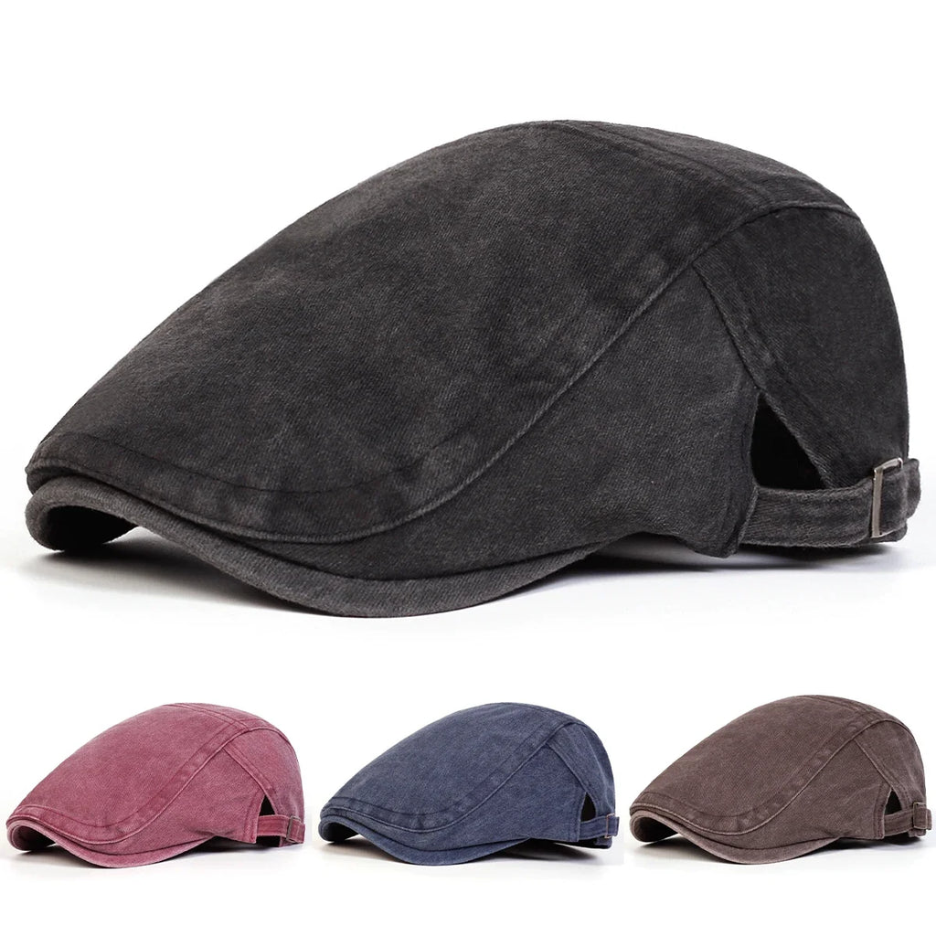 Men's Adjustable Newsboy Flat Cap – British Beret Hat Newsboy Flat Cap SWANS