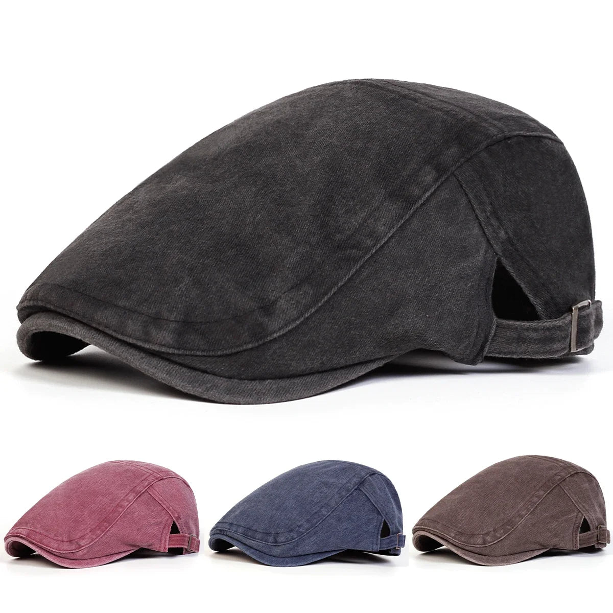 Men's Adjustable Newsboy Flat Cap – British Beret Hat Newsboy Flat Cap SWANS