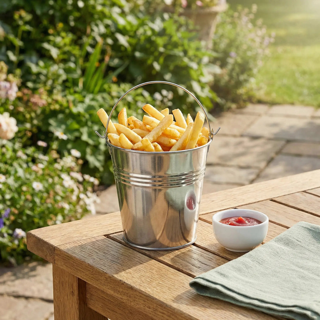 5-Pack Small Tinplate Buckets with Handle – Ice, Chips & Snacks Serving Bucket Set SWANS