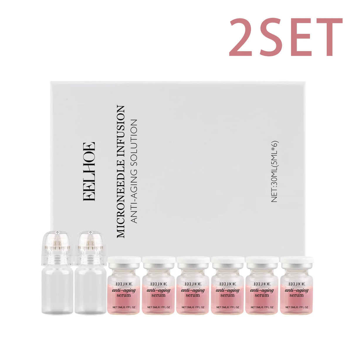 0.25mm Microneedle Roller Kit with Collagen & Hyaluronic Serum Microneedle Serum Kit SWANS 2 set