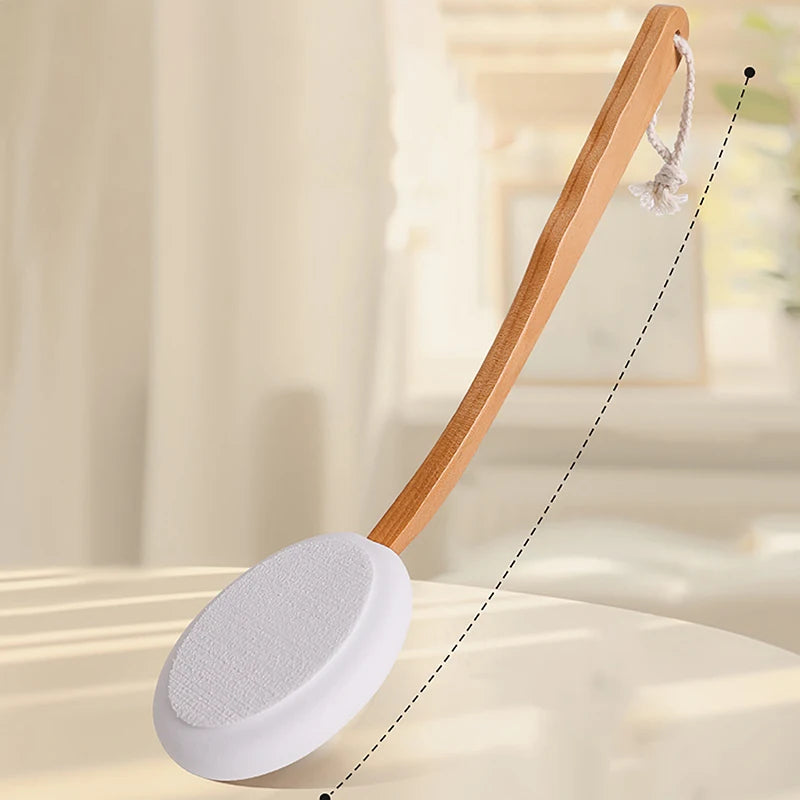 Long Handle Lotion Applicator & Body Brush – Wood & EVA Body Brush Applicator SWANS