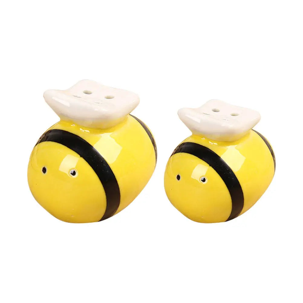 Honeybee Ceramic Salt & Pepper Shakers Set – 2Pcs Kitchen Spice Shaker Set SWANS