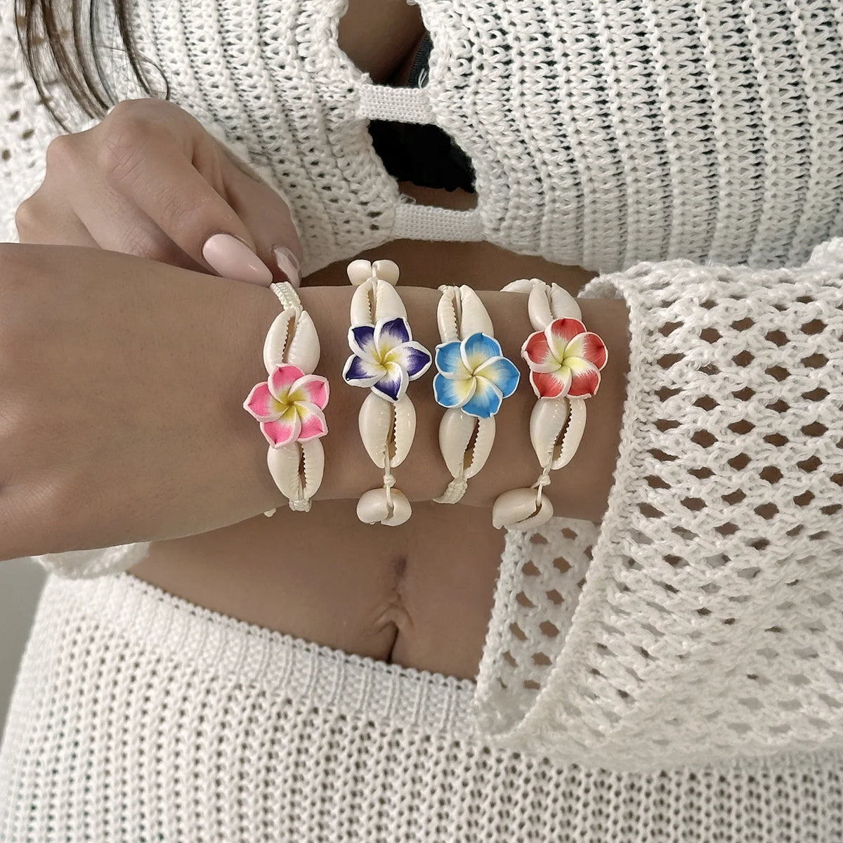 Tropical Flower Bracelet & Anklet – Bohemian Beach Jewelry Fashion Bracelet Anklet SWANS