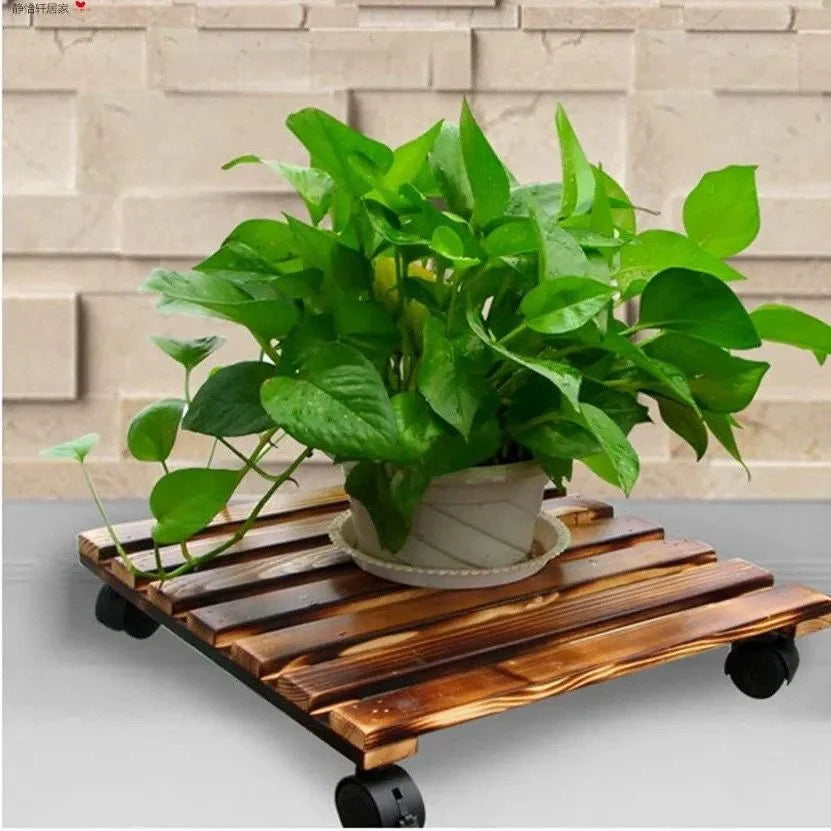 Mobile Plant Stand with Wheels – Rolling Flower Pot Tray Dolly Rolling Plant Stand SWANS