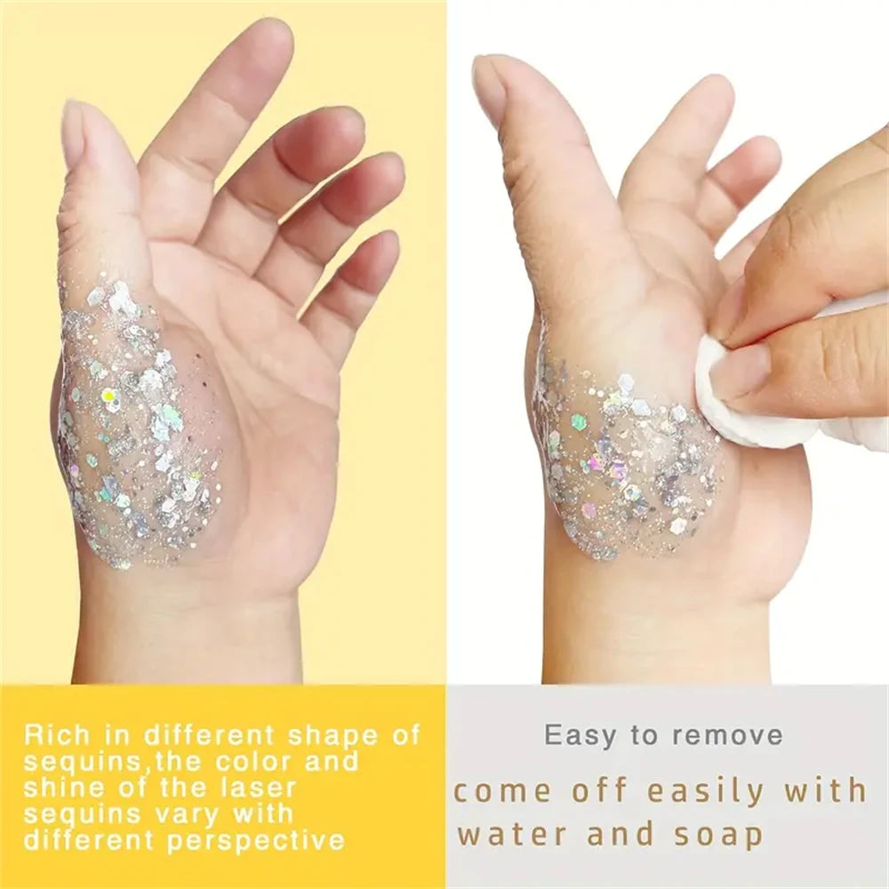 Mermaid Sequin Body Glitter Gel – Festival & Party Shimmer Body Glitter Gel SWANS