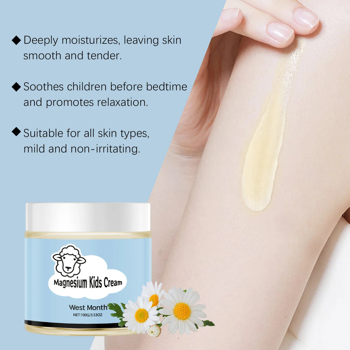 WEST MONTH Magnesium Body Lotion – Nourishing Kids & Adult Cream Magnesium Body Lotion SWANS