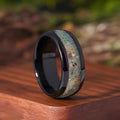 Men's Black Stainless Steel Ring – Gold Foil Inlay Wedding Band Men's Fashion Ring SWANS Black 10