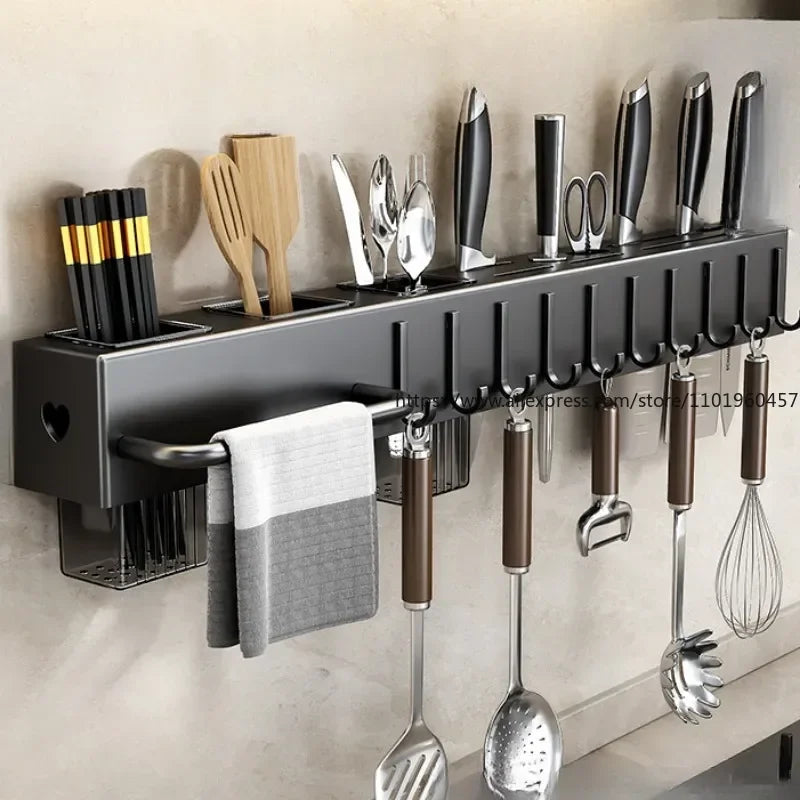 SWANS No-Drill Knife Rack & Utensil Holder | Kitchen Organizer Knife & Utensil Rack SWANS