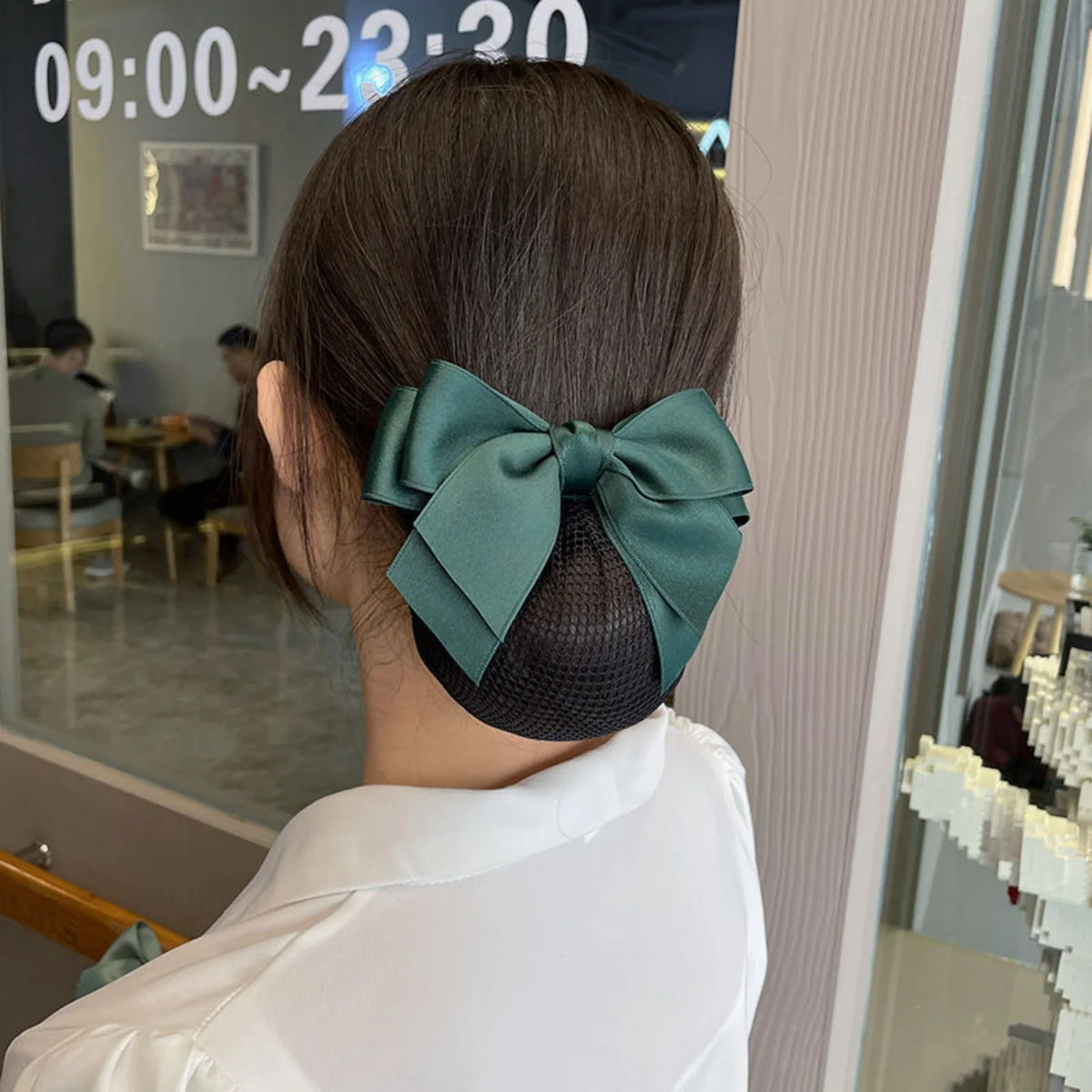 Elegant Bow Hair Net – Professional Work Hair Accessory Bow Hair Net SWANS green