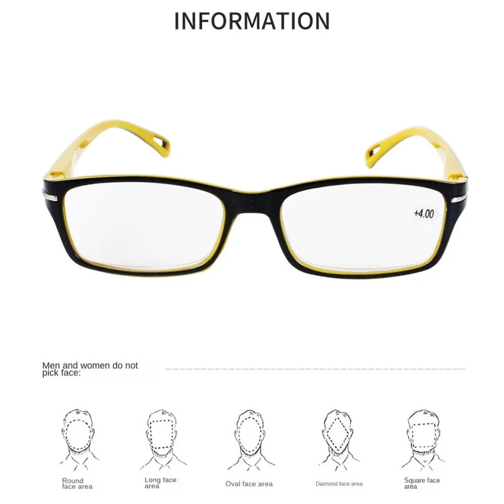 Rectangle PC Plastic Reading Glasses – Unisex Clear Lens Readers Reading Glasses SWANS