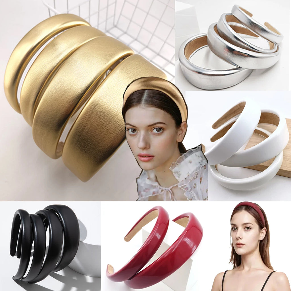 Vintage PU Leather Headband Non-Slip Turban Hoop for Women Leather Headband SWANS
