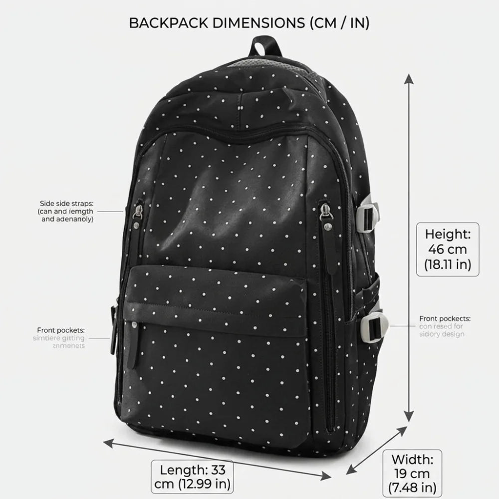 Nylon Polka Dot Backpack – Large Capacity Waterproof Daypack Nylon Backpack SWANS