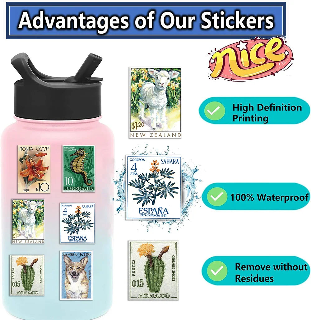 Vintage Stamp Stickers – Retro Waterproof Vinyl Decals 10/50 Pack Vinyl Sticker Pack SWANS