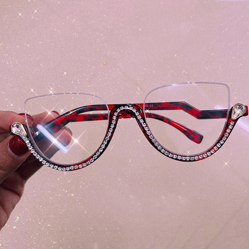 Women's Vintage Cat Eye Blue Light Blocking Glasses | Half Frame Blue Light Glasses SWANS C4
