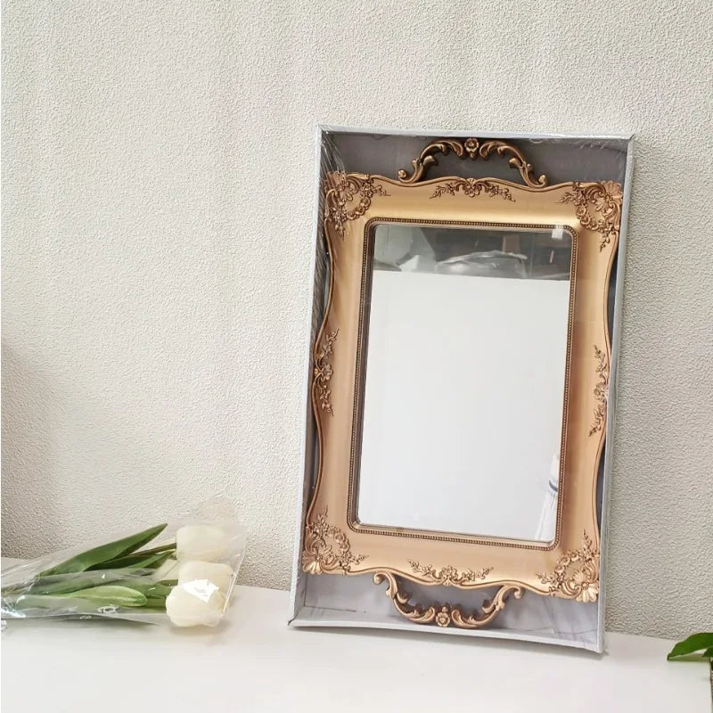 French Retro White Embossed Mirror Tray – Jewelry & Décor Decorative Storage Tray SWANS Storage Trays