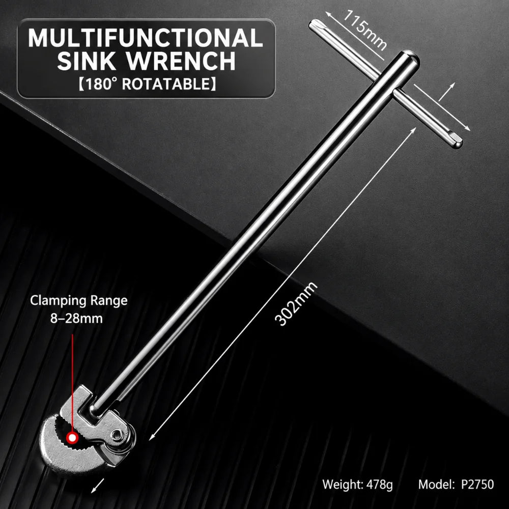 SWANS Multi-Function Plumbing Wrench – Extended Reach Tap Tool Plumbing Wrench SWANS Silver