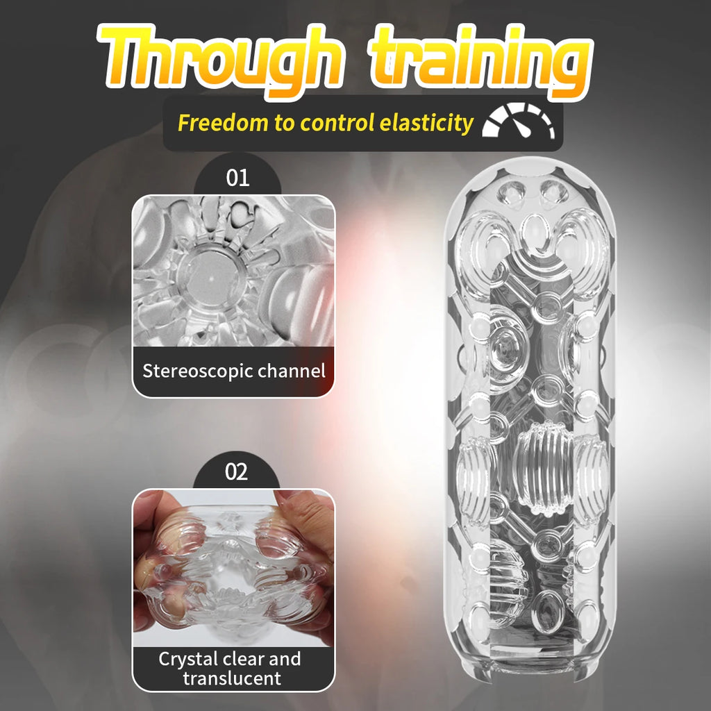 Men's Transparent TPE Stroker Cup – Soft Realistic Texture Male Stroker Cup SWANS