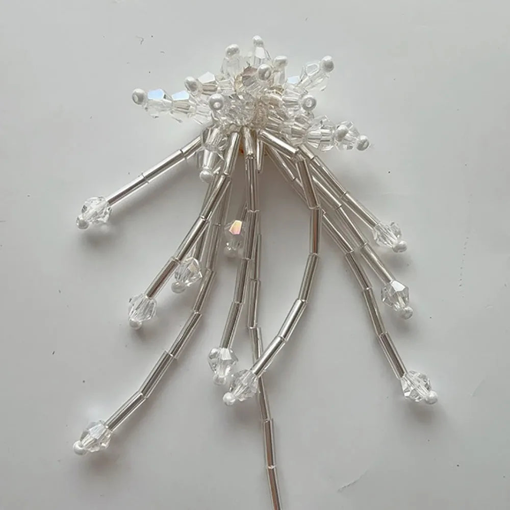 3D Crystal Beaded Flower Patches – DIY Shoe Charms & Crafts Beaded Craft Patch SWANS White 2Pcs