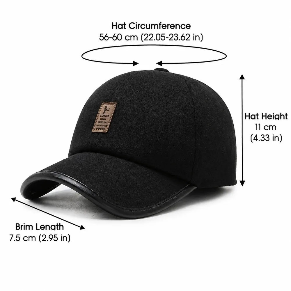 Winter Baseball Cap with Earflaps – Warm Wool Unisex Hat Winter Earflap Cap SWANS