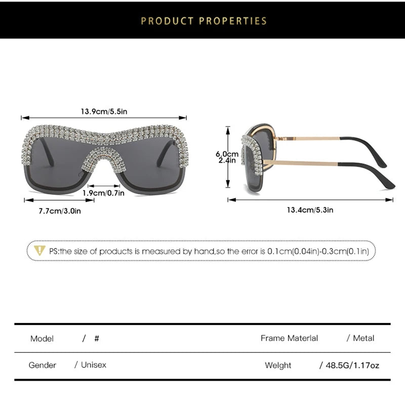 Y2K Rhinestone Rimless Sunglasses – UV400 Women's Punk Shades Fashion Sunglasses SWANS