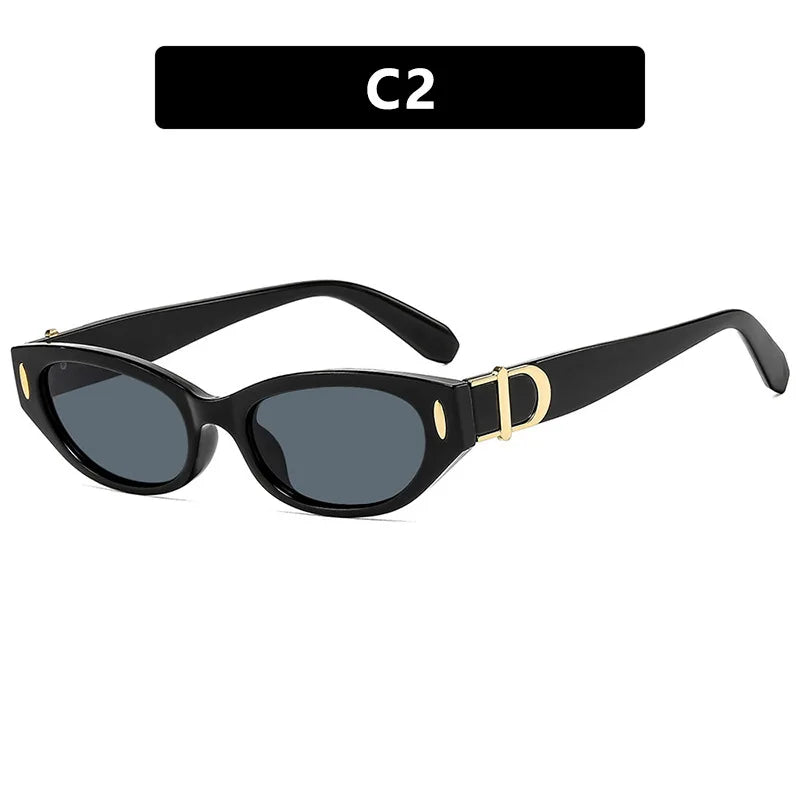 Y2K Cat Eye Sunglasses UV400 – Vintage Rivet Shades Unisex Cat Eye Sunglasses SWANS Black Black