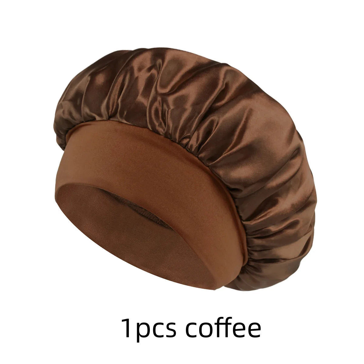 Satin Sleep Bonnet for Natural Curly Hair – Women's Silk Cap Satin Sleep Bonnet SWANS 1pcs coffee
