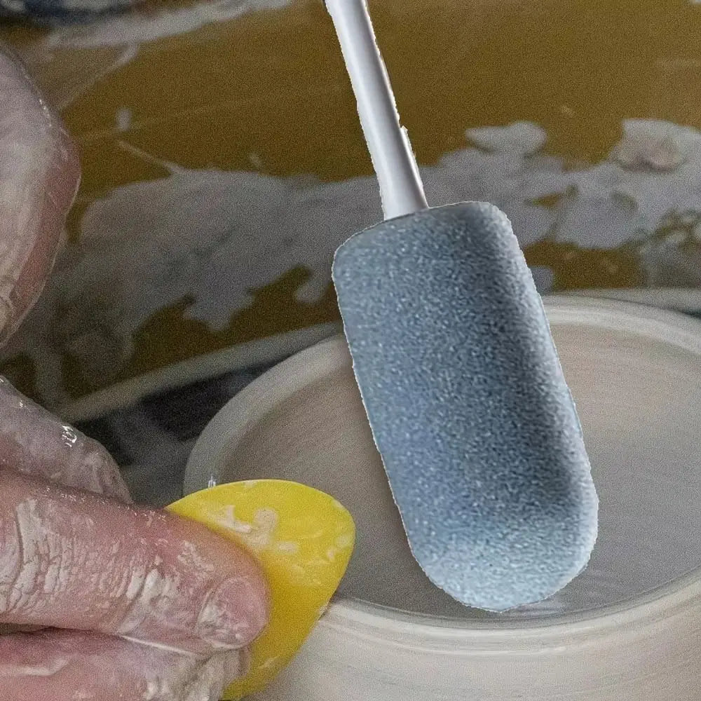 Long Handle Stand-Up Sponge Brush for Pottery & Cups Sponge Cleaning Brush SWANS