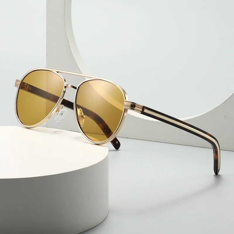TOYEARN Vintage Pilot Sunglasses UV400 Double Bridge Unisex Pilot Sunglasses SWANS