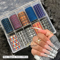 10-Roll Pink Plaid Nail Foil Transfer Decals | Manicure Art Nail Foil Decals SWANS Type 1