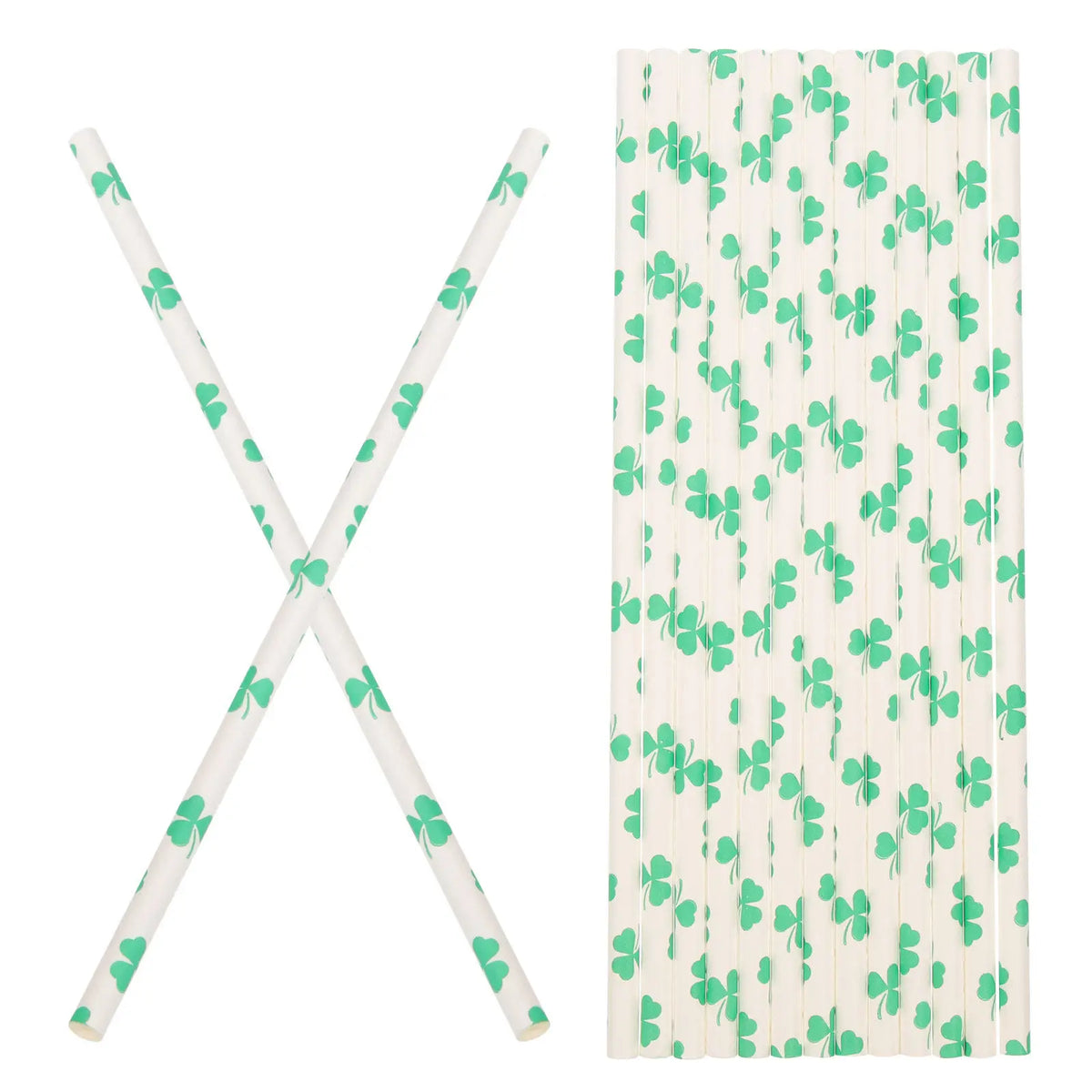 St. Patrick's Day Shamrock Paper Straws 96-Pack | Green Party Paper Straws SWANS