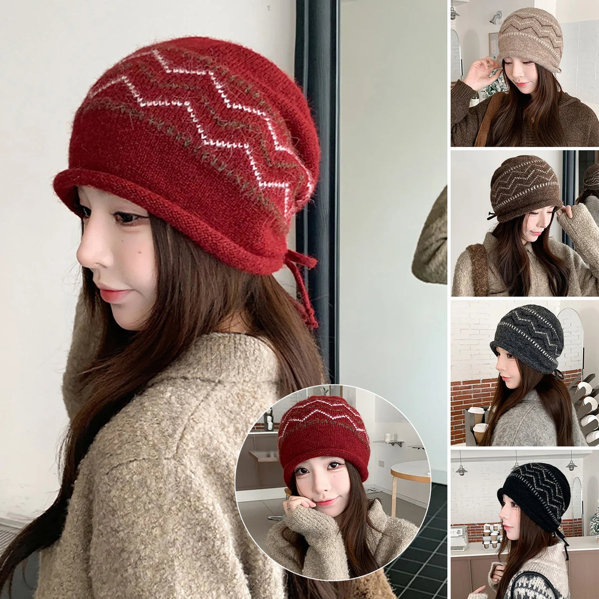 Women's Slouchy Knit Beanie – Soft Warm Winter Rolled Edge Hat Knit Winter Beanie SWANS