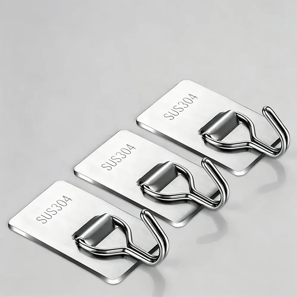 Stainless Steel No-Drill Adhesive Wall Hooks 1/3/6 Pack | SWANS Adhesive Wall Hooks SWANS