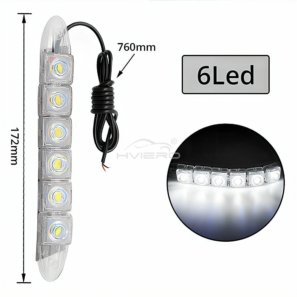 HVIERO 6-LED Flexible DRL Daytime Running Light 12V IP67 LED Daytime Running Light SWANS 6Led White