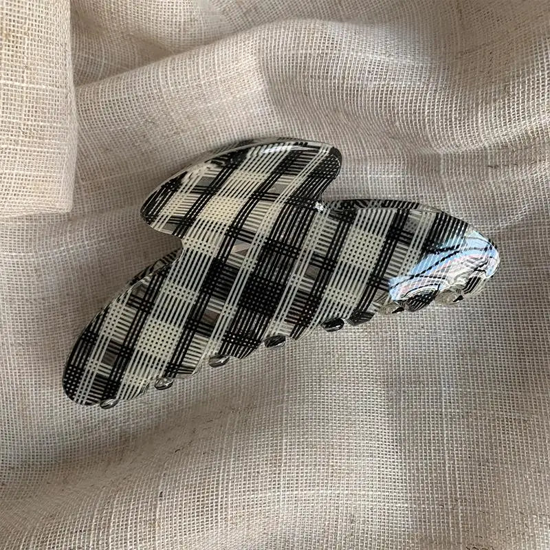 Plaid Acrylic Hair Claw Clip – Retro Vintage Style for Women Hair Claw Clip SWANS A1