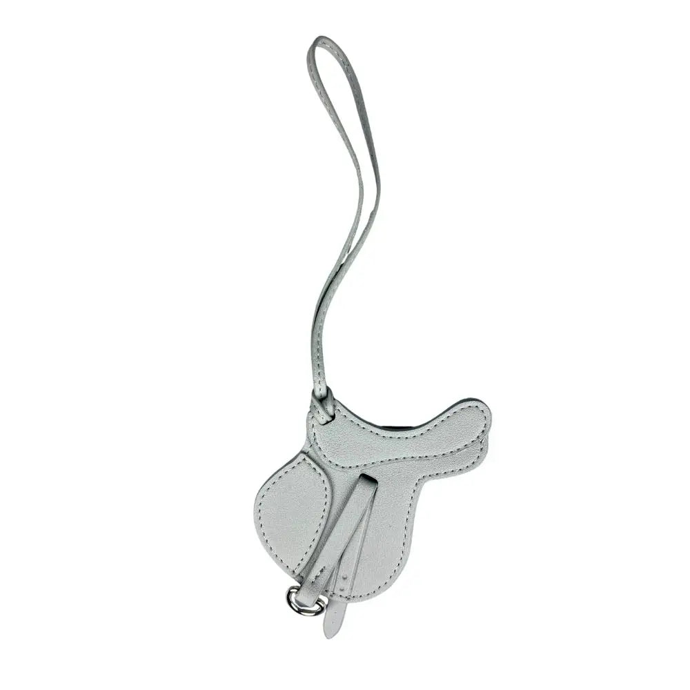 Equestrian Saddle Bag Charm – Premium PU Leather | Palm-Size Bag Charm SWANS Light Grey