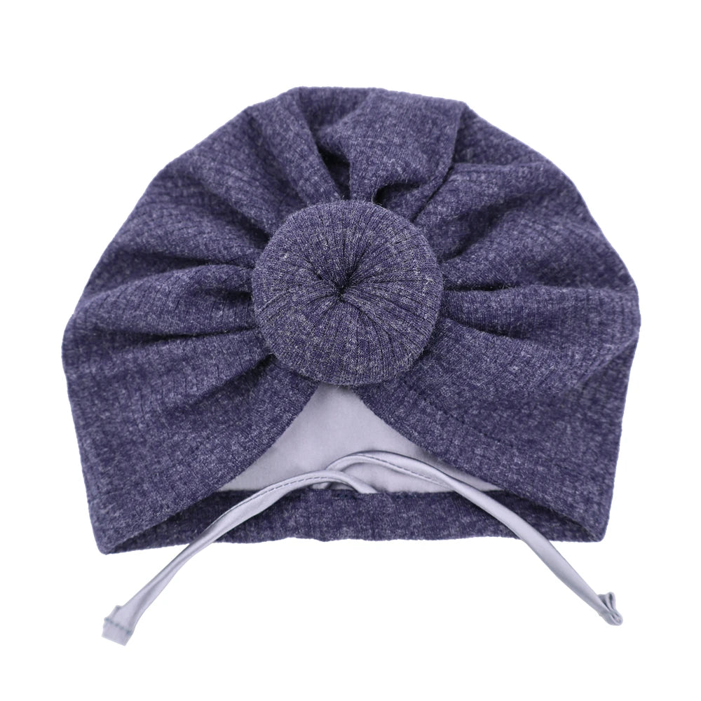 Satin Lined Baby Turban Hat – Infant Toddler Beanie Unisex Baby Turban Hat SWANS Rib Navy M (6-18Month)