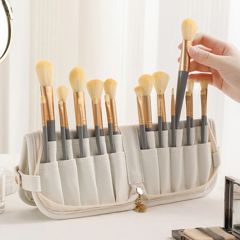 YOVIP Waterproof Makeup Brush Bag – Foldable Travel Organizer Makeup Brush Bag SWANS