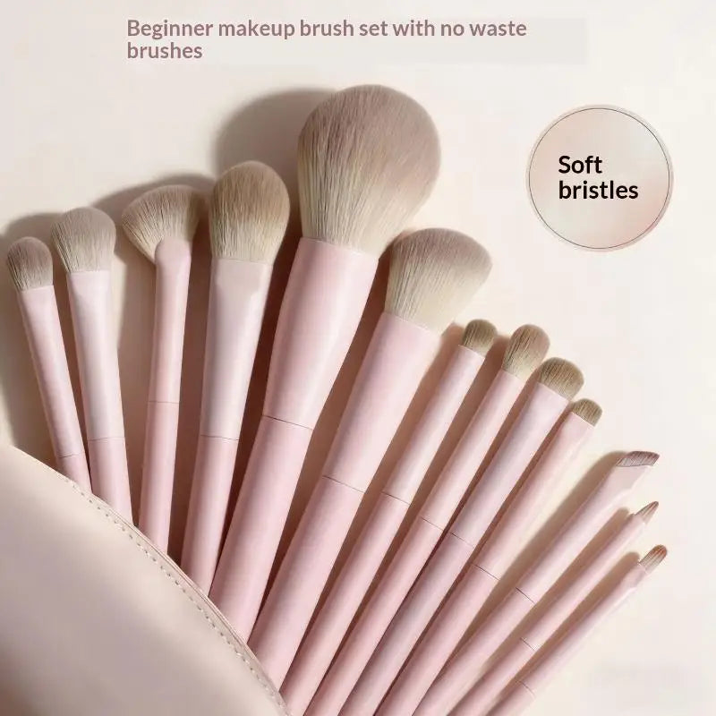 YOVIP 13-Piece Pink Makeup Brush Set with Travel Bag Makeup Brush Set SWANS