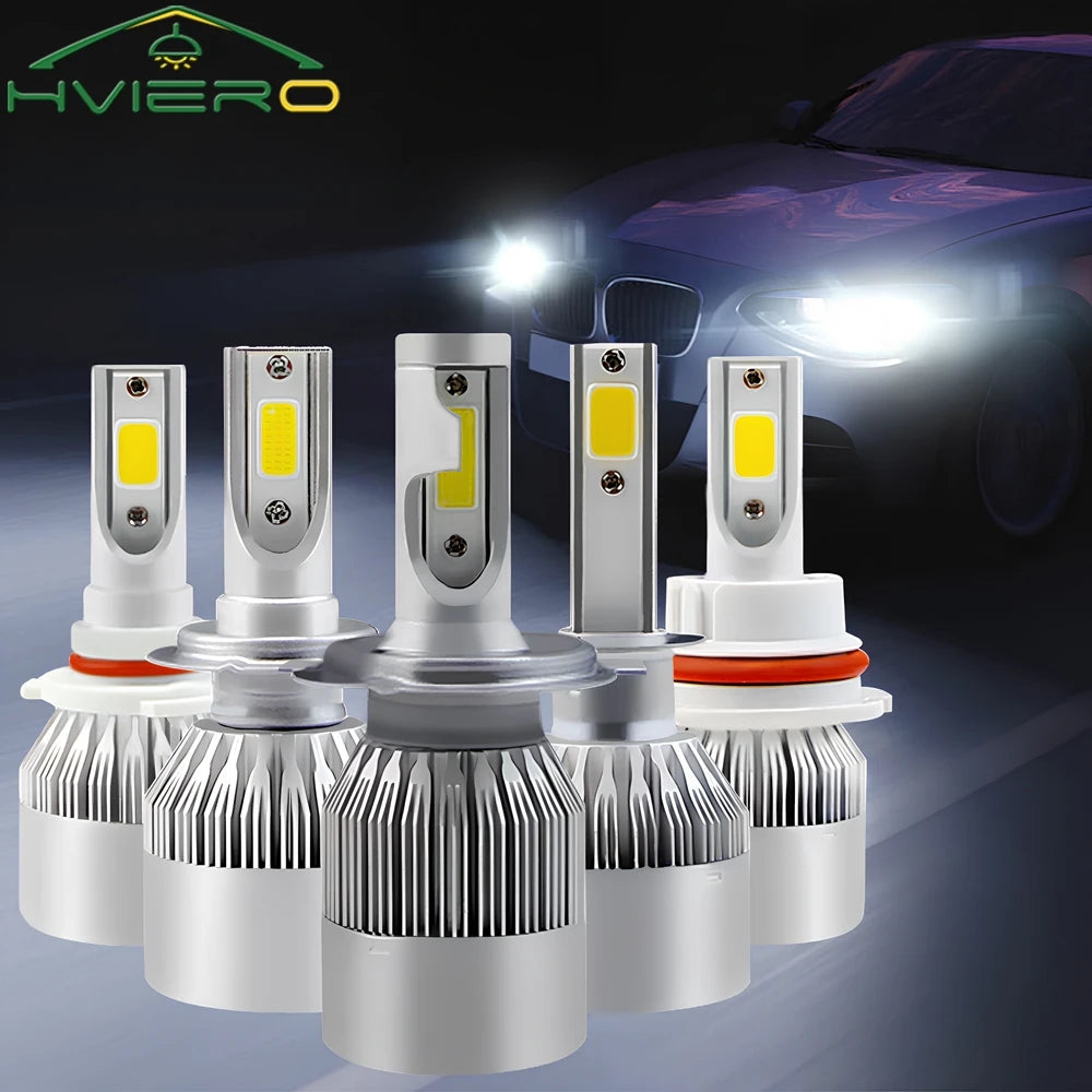 HVIERO C6 72W COB LED Headlight Bulbs H1 H4 H7 H11 9006 2-Pack LED Headlight Bulbs SWANS H1