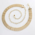 FAITOLAGI Gold Metal Waist Chain Belt – Women's Fashion Metal Waist Chain Belt SWANS Gold2 60x2.4cm adjustable 110cm