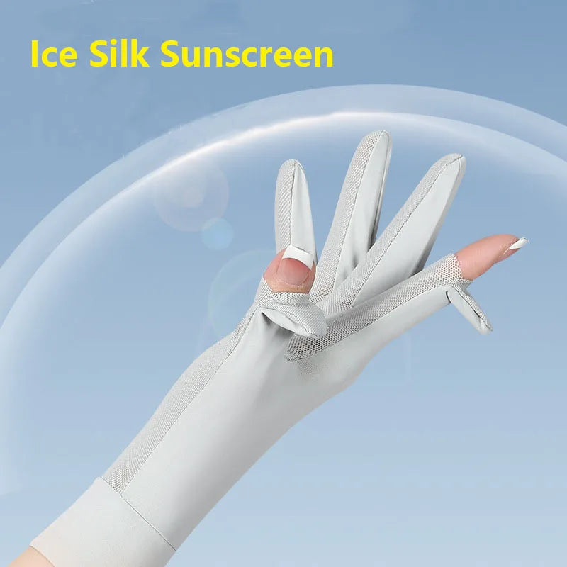 Women UPF50+ UV Sun Gloves Ice Silk Touchscreen Non-Slip UV Sun Protection Gloves SWANS
