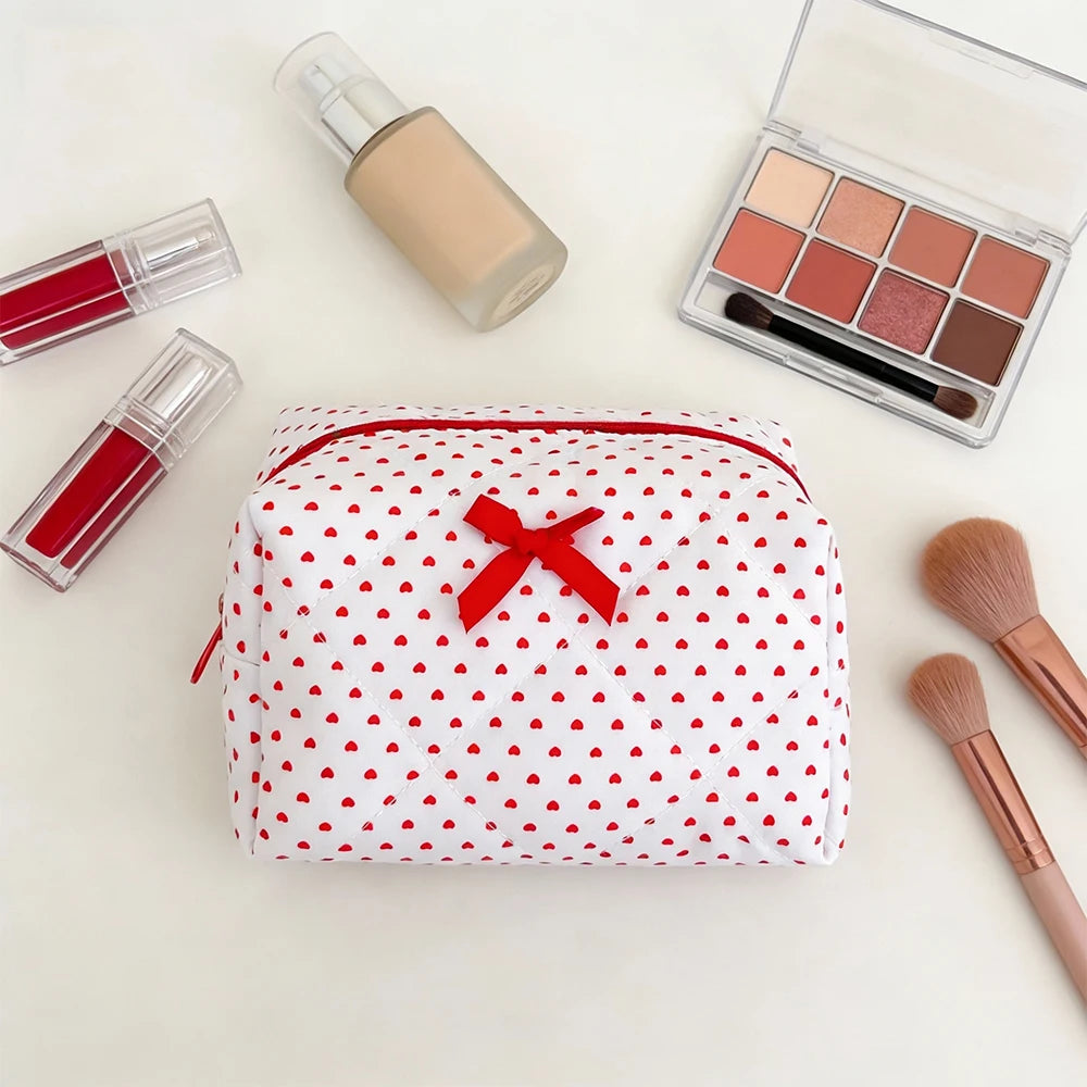 Red Heart Cosmetic Bag – Cute Zipper Makeup Pouch Organizer Makeup Bag SWANS
