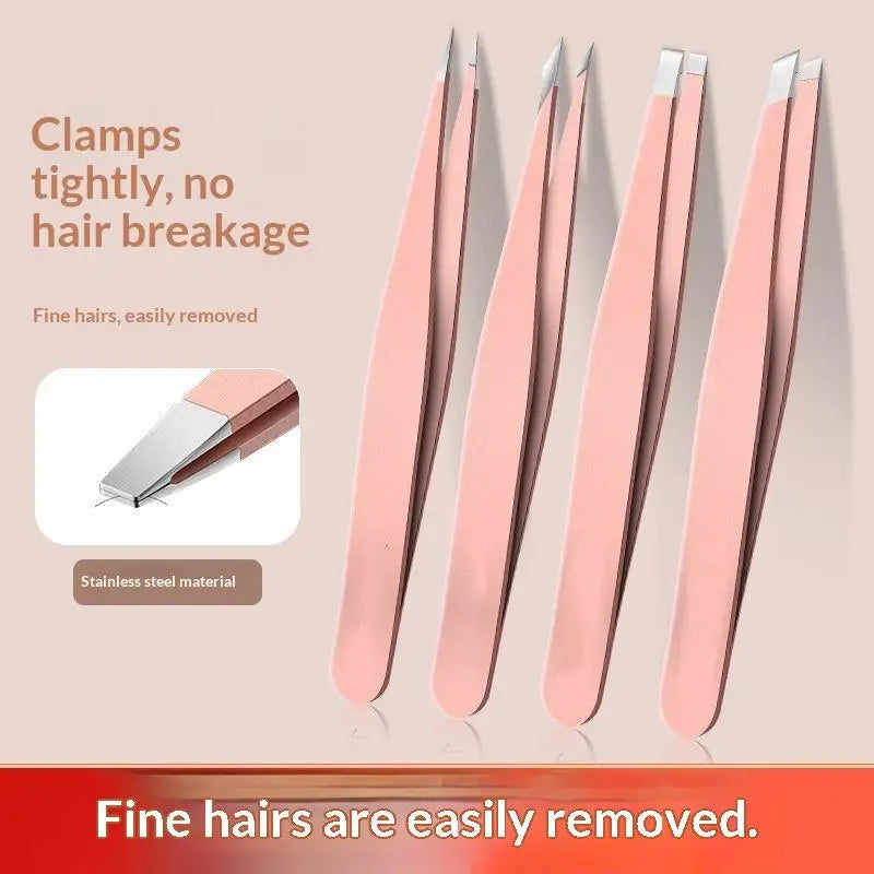 4-Pc Stainless Steel Tweezers Set – Eyebrow & Grooming Tool Eyebrow Tweezers Set SWANS