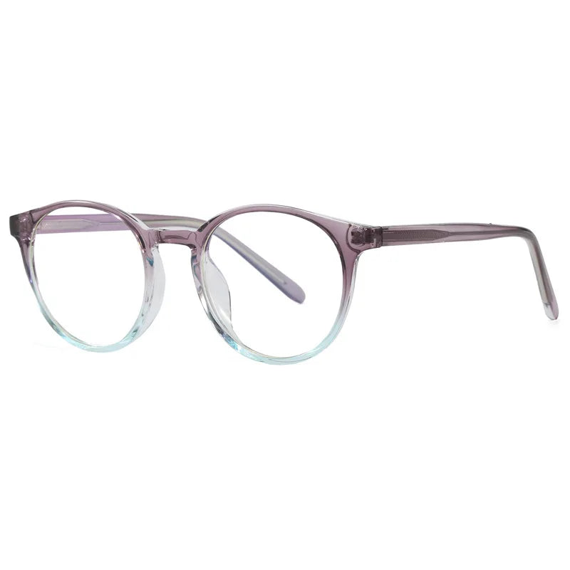 Women's Retro Round TR90 Fashion Eyeglasses Transparent Frame Fashion Eyeglasses SWANS Purple Blue