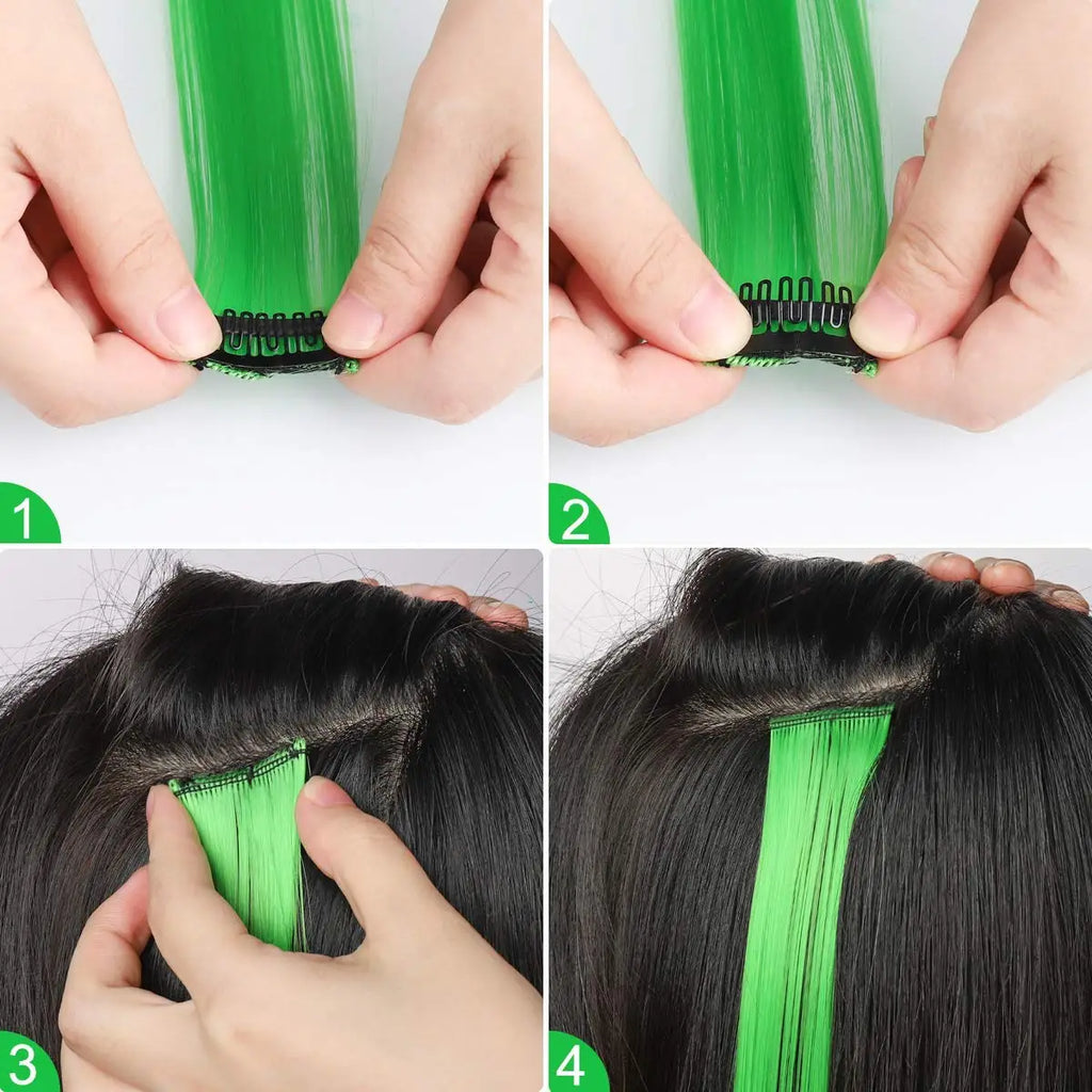 13-Piece Colorful Clip-In Hair Extensions 55cm Straight Synthetic Clip-In Hair Extensions SWANS