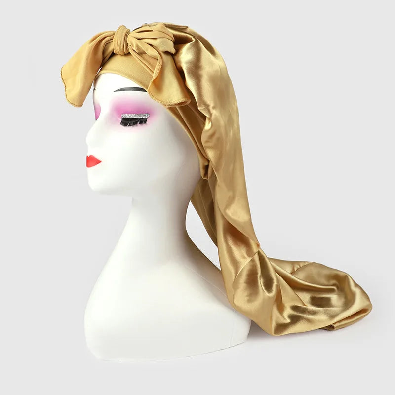 Extra Long Satin Bonnet – Anti-Frizz Sleep Cap for All Hair Types Satin Sleep Bonnet SWANS 1pcs Gold